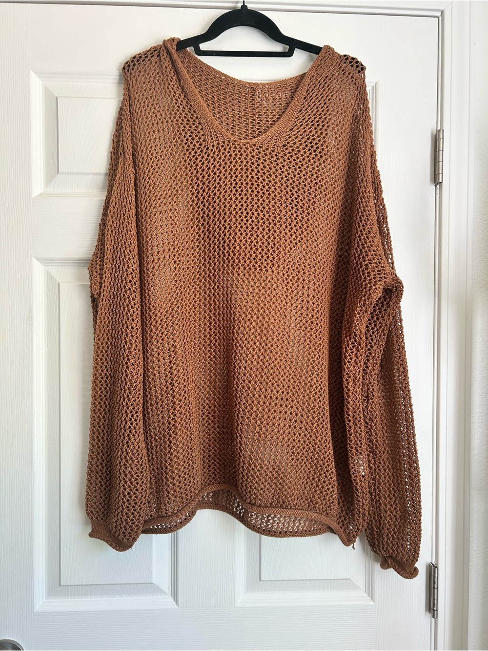 SHEIN brown knit hooded pullover top size 5x